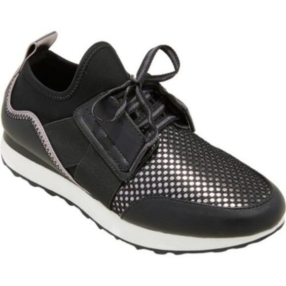 a new day Shoes - A New Day Deena Metallic Lace Up Sneakers Black 8